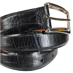 TULLIANI MEN'S BL:ACK ITALIAN CALFSKIN LEATHER 5751 - 42" LENGTH, 1.25" WIDTH
